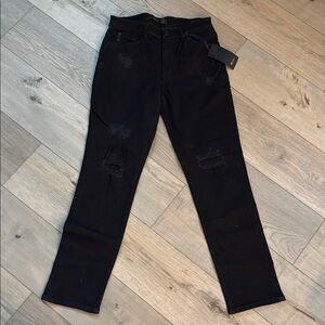 Zara Black Slim Fit Jeans with Distressed Knees
